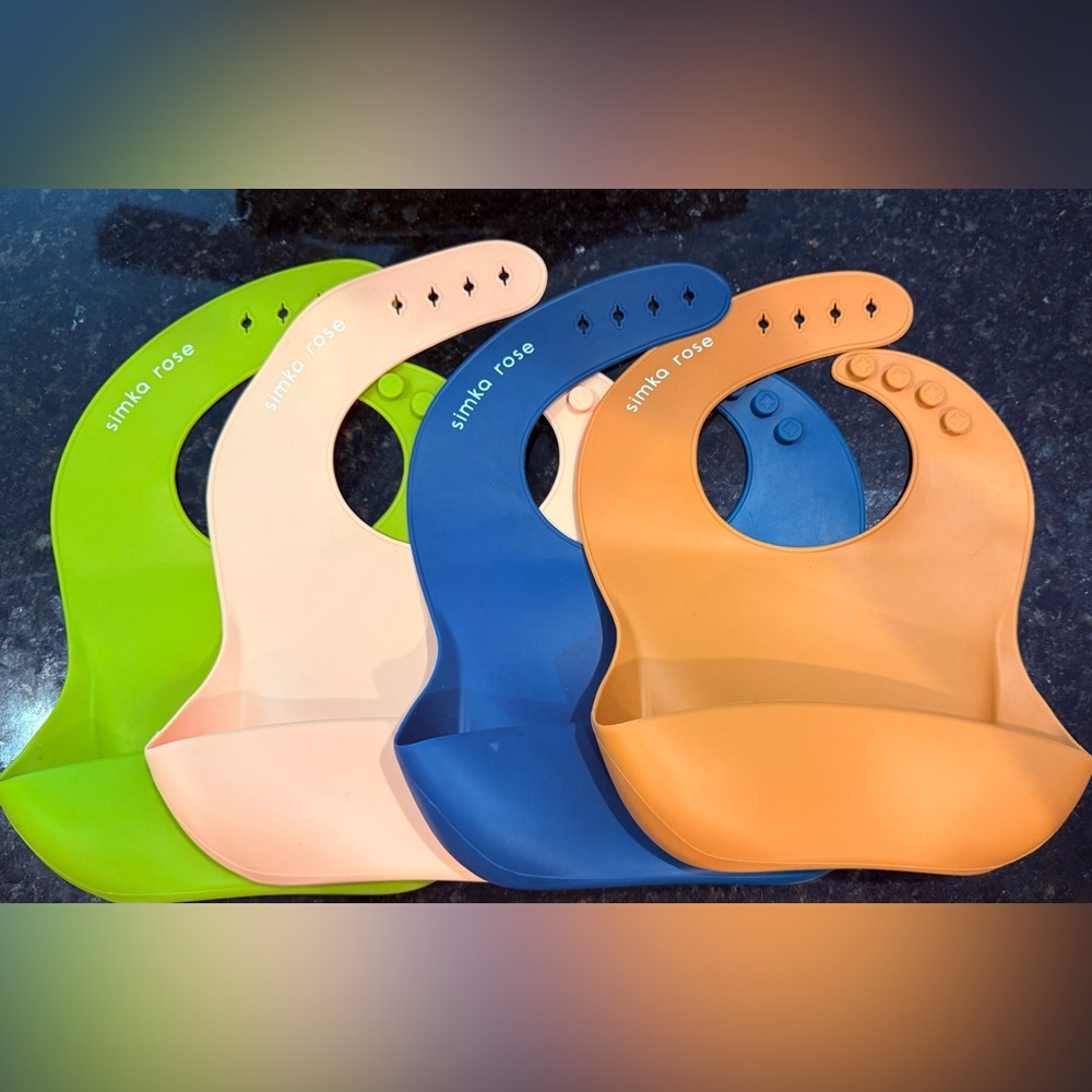 Silicone Bib Set - Blue, Orange, Green